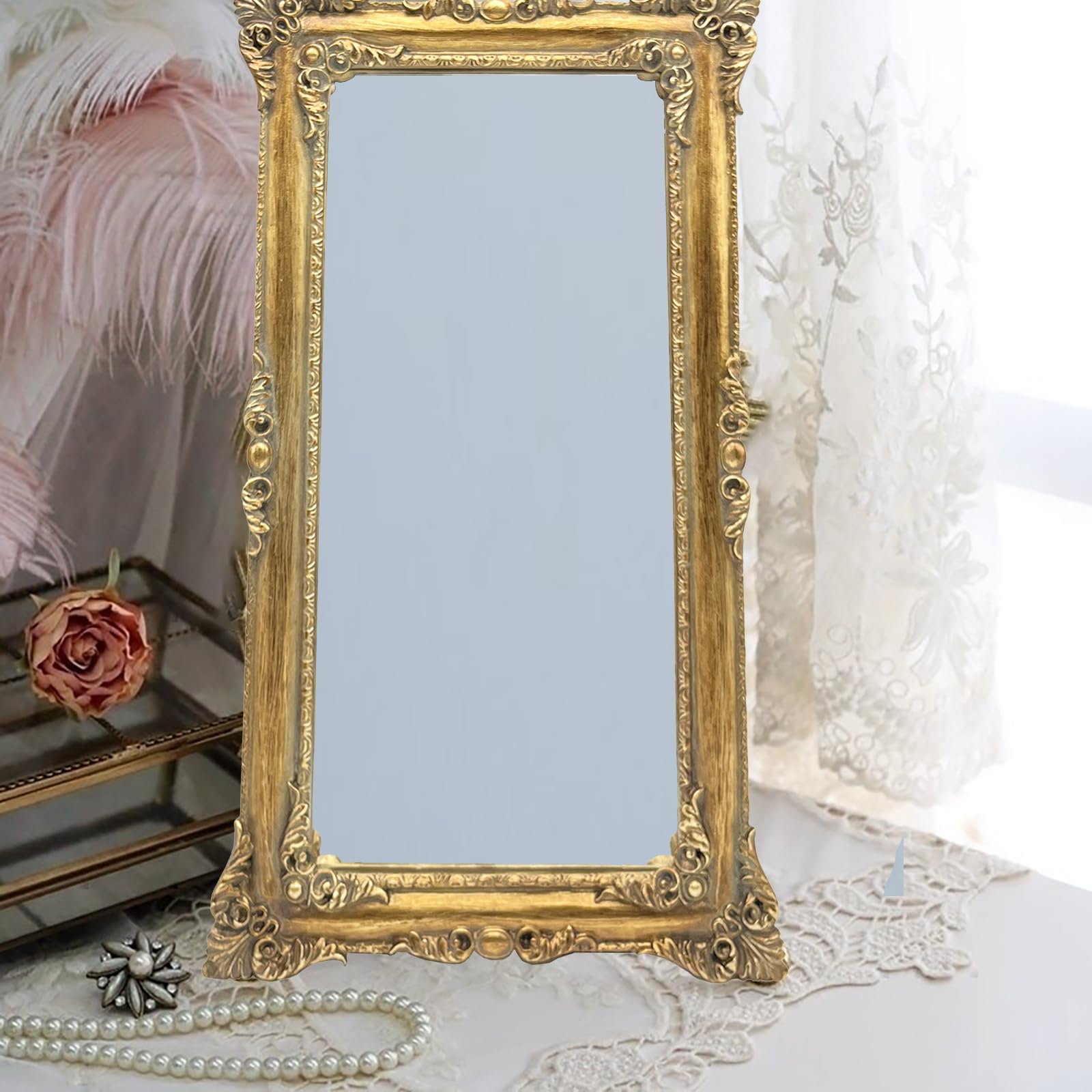 Amazon.com: JANDERART Gold Vintage Mirror 8x14 Inch, Antique